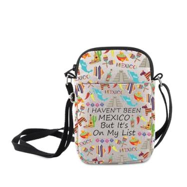 Imagem de MNIGIU Bolsa tiracolo Mexico Symbols Gift I Haven't Been Mexico But It's On My List Bolsa tiracolo para turista para presente mexicano, I Haven't Been Mexico But It's on My List