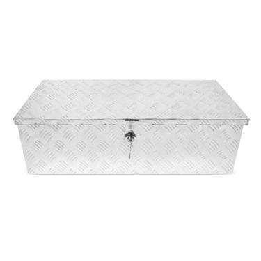 Imagem de Caixa de ferramentas para cama de caminhão de alumínio resistente de 76 cm com alça lateral e chaves - Baú organizador de armazenamento com trava para picapes, caminhões, trailers, trailers - design