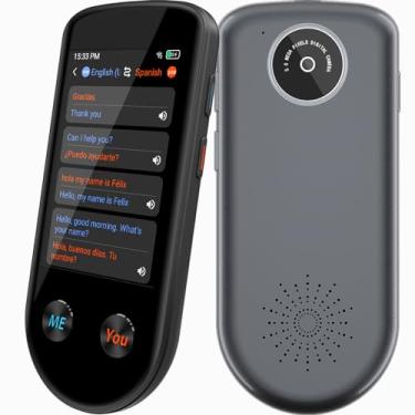 Imagem de Dispositivo tradutor de idiomas, tradutor de idiomas bidirecional com voz/offline/foto 137 idiomas, dispositivo tradutor sem necessidade de WiFi, tradutor de IA portátil em tempo real para viagens e