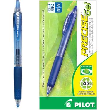 Imagem de Pilot BeGreen Canetas esferográficas retráteis de gel precisos, Azul, Dozen Box