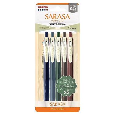 Imagem de ZEBRA Caneta esferográfica de gel Sarasa Clip 0,5 mm cor vintage conjunto de 5 cores N JJ15-5C-VI-N