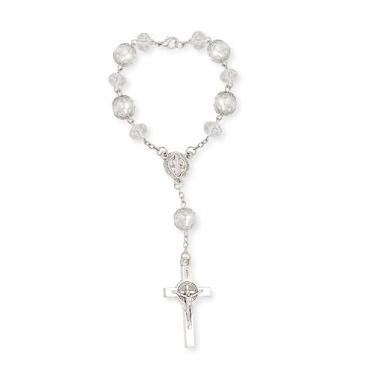 Imagem de Terço de carro de uma década, medalha de São Bento, espelho retrovisor, interior, rosário católico, pingente suspenso, interior masculino e feminino, acessórios de carro, Small, Liga de aço