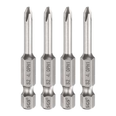 Imagem de HARFINGTON 4 peças de chave de fenda Phillips número 1 PH1 haste sextavada de 1/10.2 cm (50 mm) de comprimento, haste de 0,4 cm, chave de fenda industrial de aço S2 para ferramentas elétricas, cinza