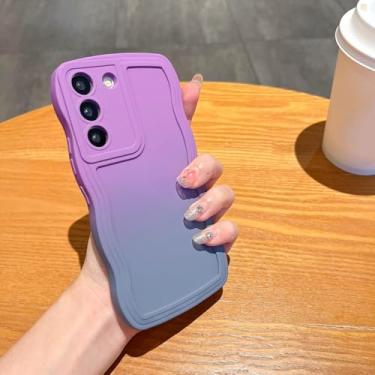 Imagem de MVVKKY Para Samsung S24 Ultra Case Alça de Pulso Corrente de Mão Gradiente Cor Soft Silicone Cases Cover (Para Samsung S24 Ultra/PurpleGrayDK)