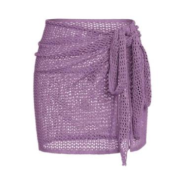 Imagem de Saia Curta de Malha com Fenda - Sexy e Ideal para o Verão, BR-G, Roxo