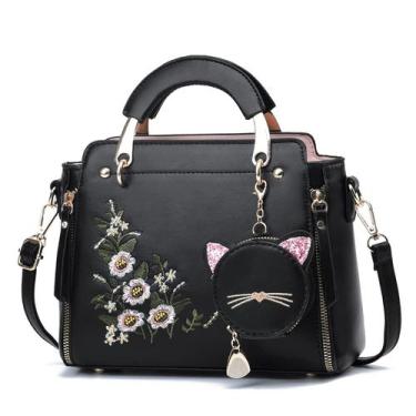 Imagem de Bolsa Xiaoyu, moda feminina, tiracolo, flor preta