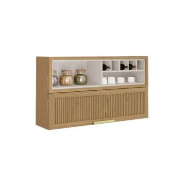 Imagem de Armário Aéreo de Cozinha 120cm 1 Porta Horizontal Canelada e Nicho Ade