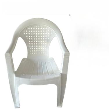 Imagem de Kit 4 Cadeiras Poltrona de Plástico com Braço Branca Bistrô Premium Reforçada Suporta 152kg