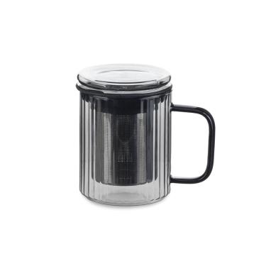 Imagem de Caneca de Chá de Vidro com Infusor 350 ml Fumê Oxford