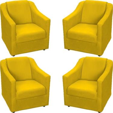 Imagem de Kit 4 Poltronas Mila Pé De Plástico Cromado - Amarelo Suede