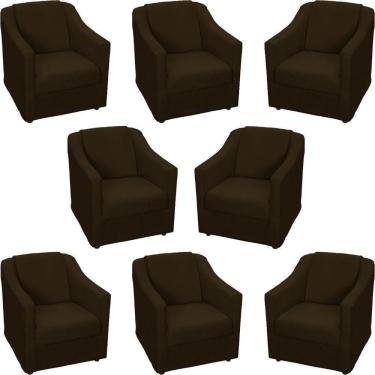Imagem de Kit 8 Poltronas Mila Pé De Plástico Cromado - Marrom Suede