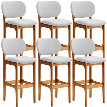 Imagem de Kit 6 Banquetas Alta Cozinha Betta L02 Imbuia Cinza