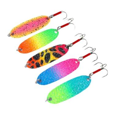 Imagem de Aymzbd 5x colheres de pesca iscas de pesca equipamento de metal spinnerbaits lantejoulas duras equipamentos para lúcios, percas, bagres, trutas, salmão, 4g 4.6 Cm 5.2 Cm 5.7 Cm