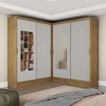 Imagem de Closet Casal Belém 4 Pts Com Espelho 4 Gvts Carioca Móveis Cinamomo Com Off White