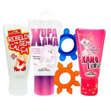 Imagem de Kit Prazer a Dois Noite Romântica Gel Funcional Beijável Anel Peniano 