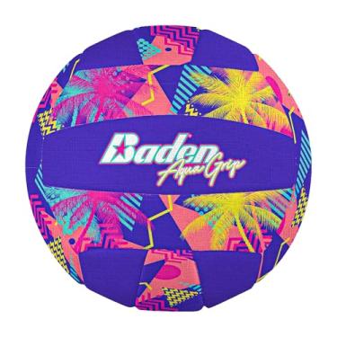 Imagem de Baden Aquagrip Capa de neoprene macia para piscina, voleibol, todas as idades, tamanho oficial, 5, roxo/amarelo, palma elétrica
