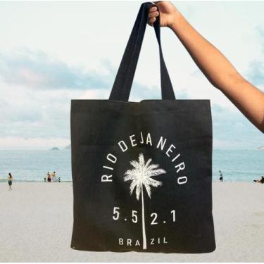 Imagem de Bolsa Ecobag 100% Algodão Preta Tema RJ 5521 - armazze