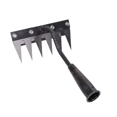 Imagem de WeiLaiKeQi Ferramenta de capina, enxada de jardim, ferramenta de jardinagem afiada, resistente, ancinho de metal para jardim, ancinho para capina, para arar o, 6 Dentes
