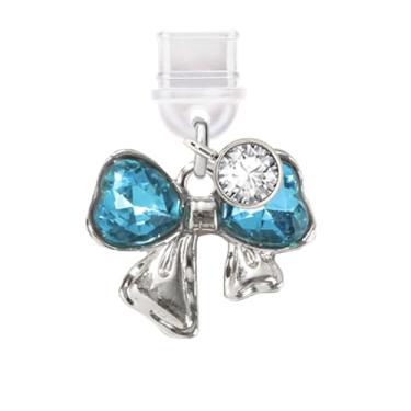 Imagem de ELISE & FONDA Porta de carregamento tipo C TP649, plugue antipoeira, pequeno arco de cristal 3D, pingente de celular para iPhone 15/16/Samsung/OnePlus/Xiaomi/oppo telefones Android (azul), approx.1.7