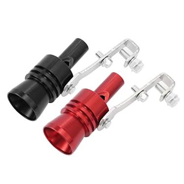 Imagem de X AUTOHAUX 2 peças universal de alumínio turbo som escapamento tubo apito tubo soprador carro válvula simulador exaustão turbo apito tailpipe tamanho GG preto vermelho