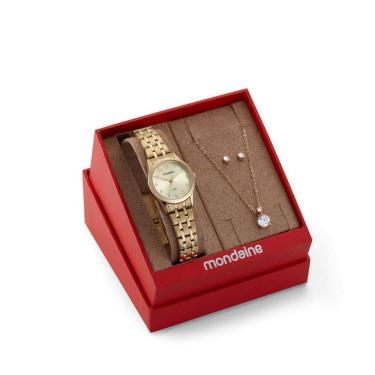 Imagem de Kit Relógio Feminino Mondaine Analógico 32608Lpmkde1K1
