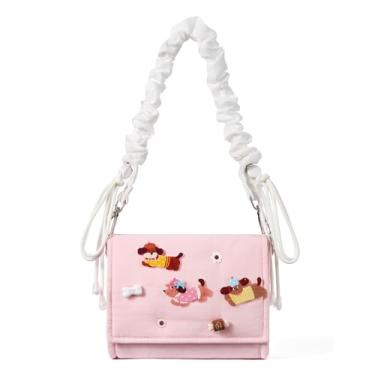Imagem de Telena Bolsa tiracolo personalizável faça você mesmo bolsa de ombro snaphole para mulheres com conjunto de berloques DIY, Cherry Joy, Puppy Series