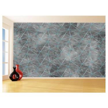 Imagem de Papel De Parede Concreto Linhas Azul Turquesa 3,5M Kkt330 - Você Decor