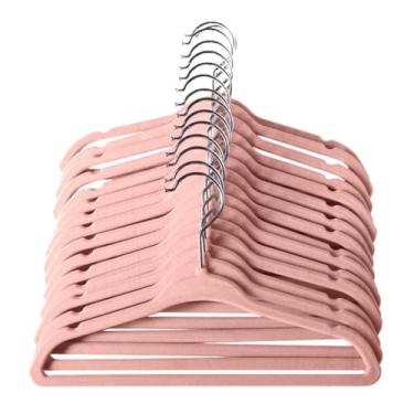 Imagem de Kit 20 Cabide Infantil Veludo Slim Ultra Fino Não Escorrega(Rosa - Largura 33cm)