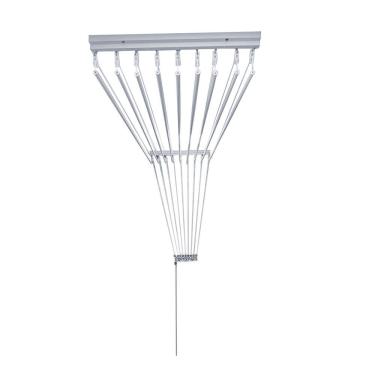 Imagem de Varal De Teto Para Roupas 150cm 10 Varetas Aluminio Branco