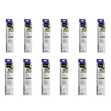 Imagem de Fita de impressora Epson LX-350 em tecido preto, pacote com 12 unidade