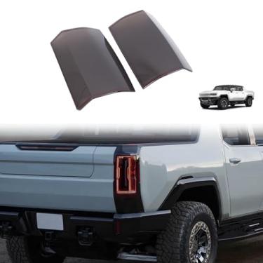Imagem de Capa de luz traseira traseira de carro concha de luz traseira sol UV lente blackout para captador Hummer EV 2023 2024 2025+ capa de lanterna traseira defumada guarnição proteger acessórios de caminhão