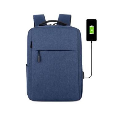 Imagem de Mochila Bolsa Slim Unissex Para Notebook Saída Usb Escola Faculdade Passeio Viagem azul