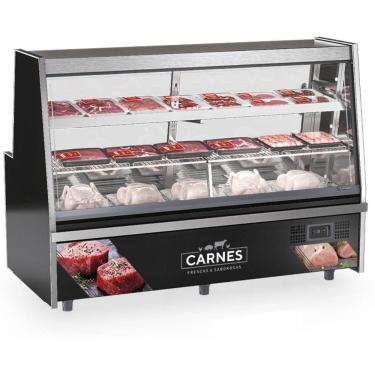 Imagem de Balcão De Frios E Avícola Aquecido Grta200a Gelopar Expositor De Carnes Preto 2mt 220v