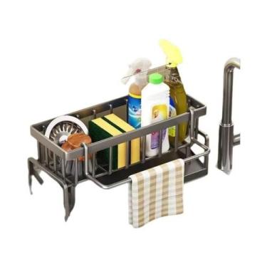 Imagem de Organizador De Pia De Cozinha Em Plástico ABS Auto-Drainante Com Porta