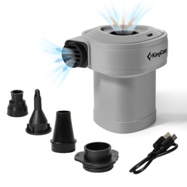 Imagem de KingCamp Bomba De Ar Para Infláveis, Inflador/Desinflador Portátil Enchimento Rápido, Colchão Elétrico Com 4 Bicos, Colchonete Acampamento Ao Livre E Dormir