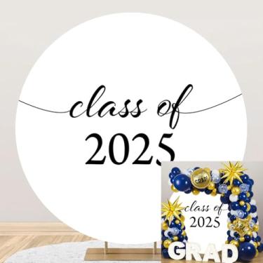 Imagem de Laeacco 2,3 x 2,3 m Class of 2025 Grad Party Photo Round Backdrop Cover Congrats Class of 2025 Graduation White Circle Background 2025 College Graduates Celebration Grad Prom Party Retrato Studio Prop
