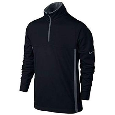 Imagem de Nike Camiseta térmica infantil masculina 1/2 zíper 2.0 (pequeno, preto/preto/cinza lobo/cinza lobo, P (8 crianças grandes), Preto, SM (8 Big Kids)