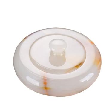 Imagem de Cinzeiro de cigarro para uso interno ou externo, cinzeiro de jade com tampa, antimosca, escritório, sala de estar, decoração criativa de 16,29 x 6,75 cm, bandeja de cinzas para fumar para decoração de