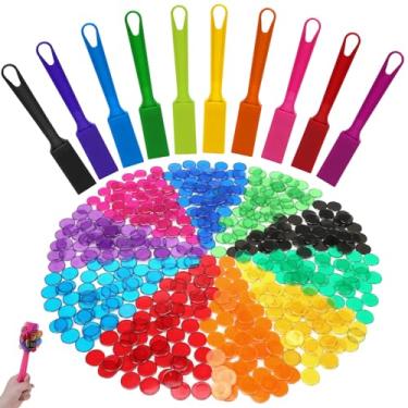 Imagem de 10 varinhas magnéticas de bingo para crianças de 19 cm 10 cores para fichas de bingo, noite de jogo em família, aprendizado de ciências, atividades de contagem e diversão educacional, suprimentos para