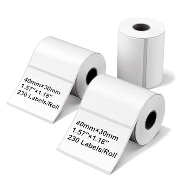 Imagem de Etiquetas térmicas para M100/M110/M220/M120/M200 40 x 30 mm, 3 rolos de etiquetas de 4 x 3 cm para código de barras/endereço/correspondência/logotipo/empresa/etiqueta residencial