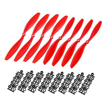 Imagem de uxcell RC Propellers CW CCW 1045 10x4.5 Inch 2-Vane Fixed-Wing for Airplane, Nylon Red 4 Pairs with Adapter Rings