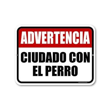 Imagem de Honey Dew Gifts Placa de estanho de 23 x 30 cm Placa de aviso espanhola externa - HDG-1534