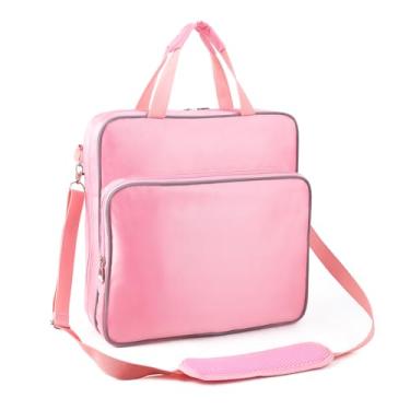 Imagem de Fichário com zíper, fichário de 3 anéis de 5 polegadas com zíper, fichário organizador com vários bolsos, capacidade para 500 folhas, vem com alça de ombro, rosa