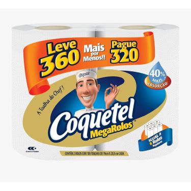 Imagem de Toalha De Papel Coquetel MegaRolos 19cm x 20,8cm 2 Rolos Com 180 Toalhas