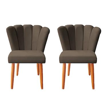 Imagem de Kit 2 Cadeiras Poltrona Sala de Jantar Penteadeira Reforçada Decorativa Pétala Suede