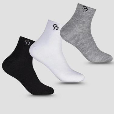 Imagem de Meia Unissex Lisa Cano Longo Kit com 3 Pares Poliéster - Rafa Parize (