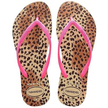Imagem de Chinelo Slim Animals, Havaianas, Feminino, Areia/Rosa, 33/34