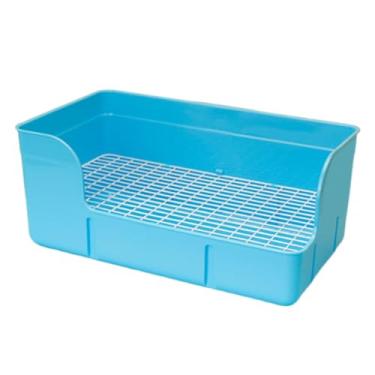 Imagem de KiBcsLic Caixa de areia para coelhos de estimação, bandeja de mictório para coelhos, caixa de areia de canto, de banheiro de canto para furões, Azul