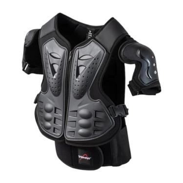 Imagem de Mqetly Roupa de proteção para motocicleta infantil, acessório para pilotagem, protetor de tórax e costas fácil de usar para ciclismo, motocross, Preto