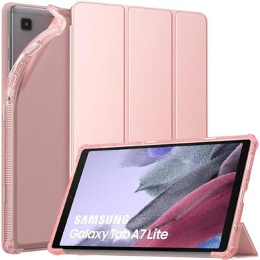 Imagem de MoKo Capa compatível com Samsung Galaxy Tab A7 Lite 8,7 polegadas -T225/T220/T227, capa inteligente fina e leve com três dobras com revestimento traseiro fosco translúcido de TPU macio para Galaxy Tab